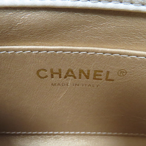 CHANEL Quilted CC GHW Mini Flap Chain Shoulder Bag AS3109 Lambskin Leather White