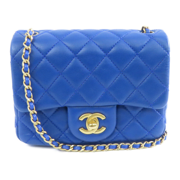 CHANEL Quilted CC GHW Mini Square Chain Shoulder Bag AS1786 Leather Blue