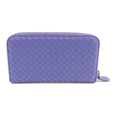 BOTTEGA VENETA BV Zipped Long Wallet Intrecciato Leather Purple