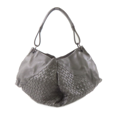 BOTTEGA VENETA BV Shoulder Bag Intrecciato Leather Gray