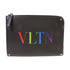 Valentino SHW VLTN Clutch Bag Pouch Calfskin Leather Black
