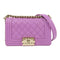 CHANEL Quilted CC GHW Boy Chanel Chain Shoulder Bag Calfskin Leather Purple