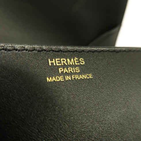 HERMES GHW Della Cavalleria Shoulder Bag Crossbody Tadelakt Leather Noir Black