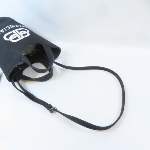 BALENCIAGA SHW Wave Tote 2 Way Shoulder Handbag 619979.1090 Canvas Black