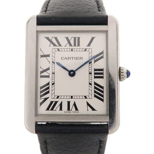 CARTIER Tank Solo Quartz Watch WSTA0028 Stainless Steel White