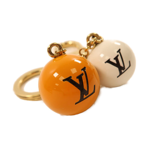 LOUIS VUITTON LV GHW Key Ring Charm Metal M65377 Orange/White