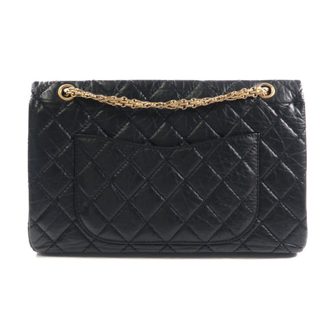 CHANEL Quilted CC 2.55 Chain Shoulder Bag Lambskin Leather Black