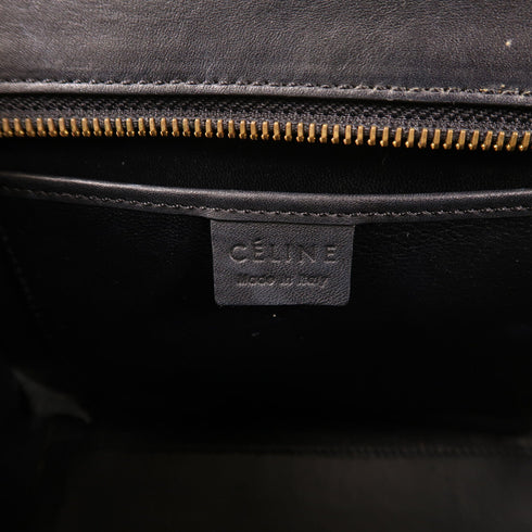 CELINE GHW Nano Luggage 2 Way Shoulder Bag Handbag Calfskin Leather Black White
