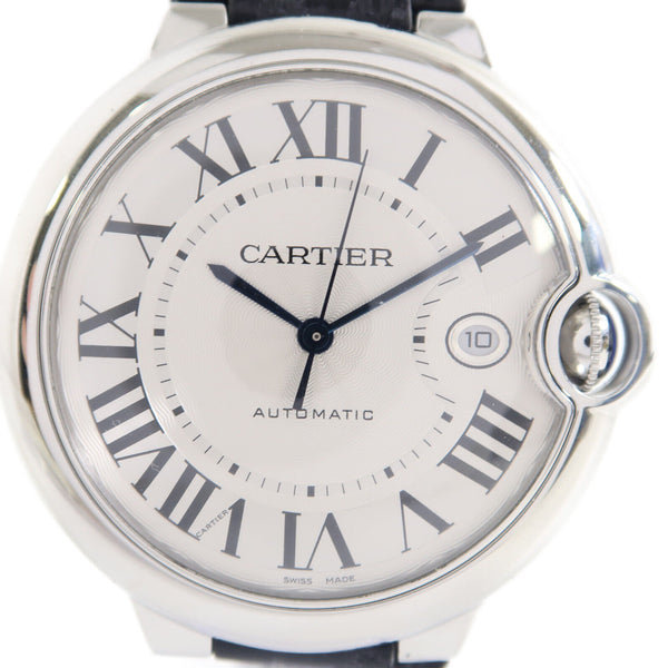 CARTIER Ballon Bleu Automatic Watch W69012Z4 Stainless Steel/Leather Silver