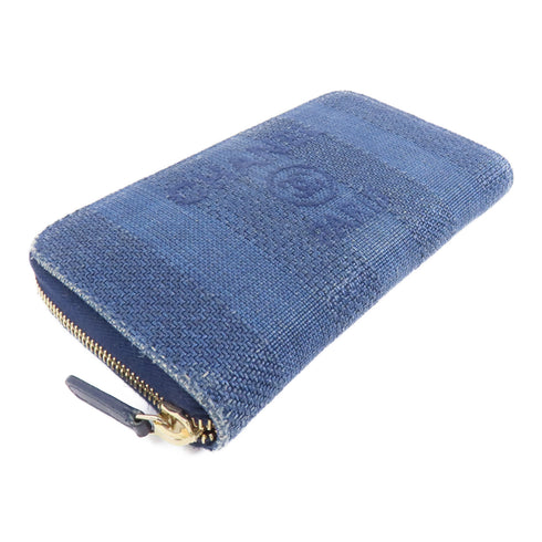 CHANEL CC GHW Zipped Long Wallet Denim Blue