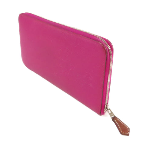 HERMES PHW Azap Silk'In Zipper Long Wallet Epsom Leather L3 Rose Pourpre