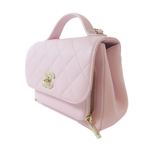 CHANEL Quilted CC GHW 2 Way Chain Shoulder Bag Leather Pink