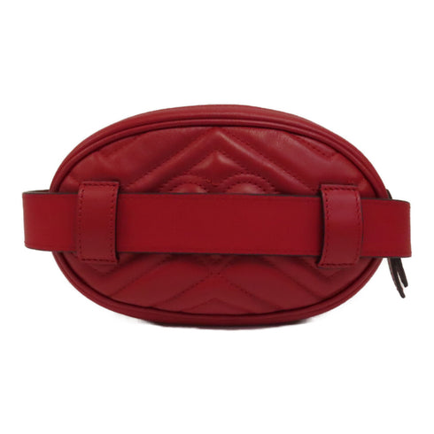 GUCCI GG GHW GG Marmont Belt Bag 476434 Calfskin Leather Red