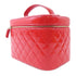 CHANEL Quilted CC GHW Vanity Handbag Cosmetic Pouch Patent Leather Red