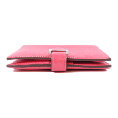 HERMES PHW Bearn Wallet Chevre Leather Rose Azalee Pink