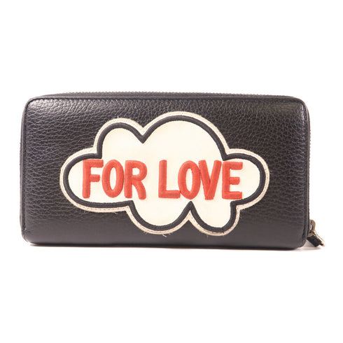 GUCCI GG GHW Long Wallet 474584 Calfskin Leather Black