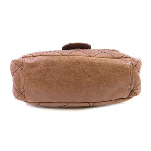 CHANEL CC SHW Shoulder Bag Calfskin Leather Brown