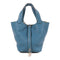 HERMES PHW Picotin PM Hand Bag/Bucket Tote Bag Clemence Blue