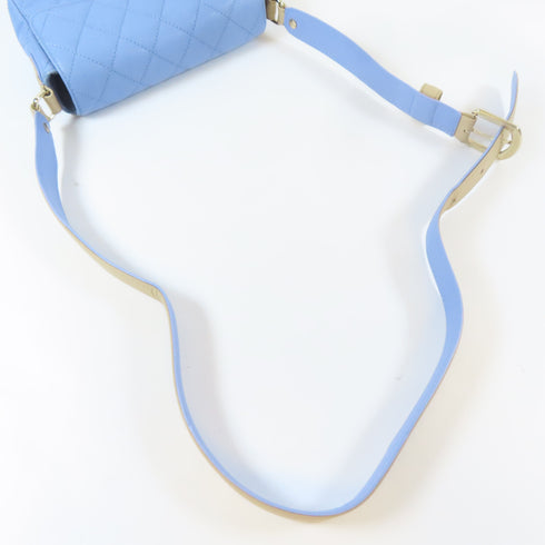 CHANEL Quilted CC GHW Chain Shoulder Bag AS2273 Caviar Leather Blue Beige