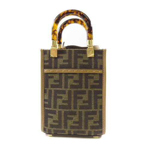 FENDI GHW 2 Way Shoulder Bag 8BS051 Canvas Brown