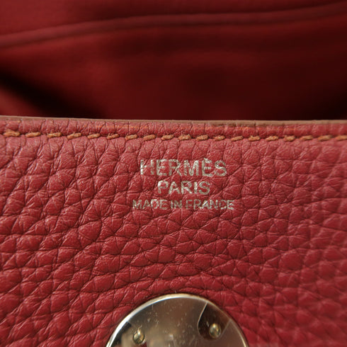 HERMES PHW Lindy 30 2 Way Shoulder Bag Handbag Clemence Leather Red v1