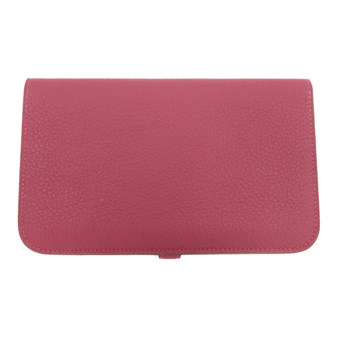 HERMES GHW Long Wallet Togo Leather Purple