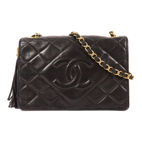CHANEL CC GHW Vintage Chain Shoulder Bag Lambskin Leather