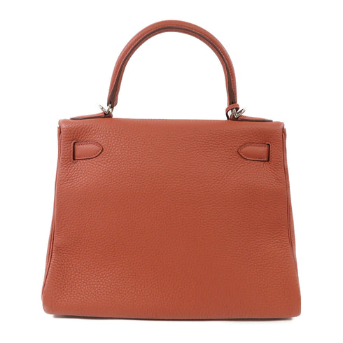 HERMES PHW Kelly 28 2 Way Shoulder Bag Taurillon Clemence Rouge