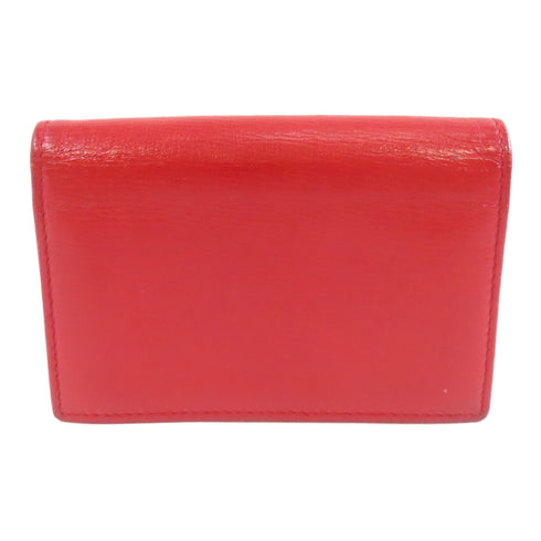 BVLGARI Card Case Calfskin Leather Red