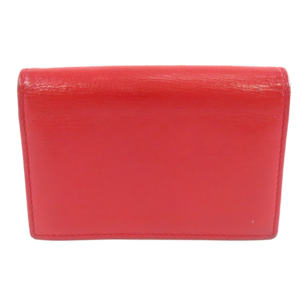 BVLGARI Card Case Calfskin Leather Red