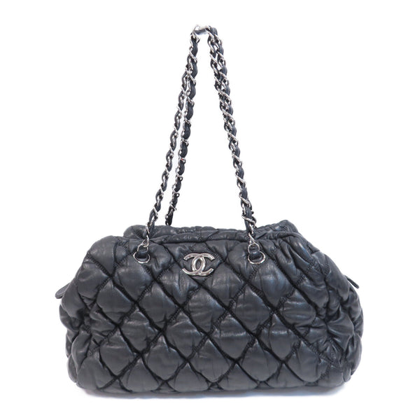 CHANEL Quilted CC SHW Chain Shoulder Bag Calfskin Leather Black v4