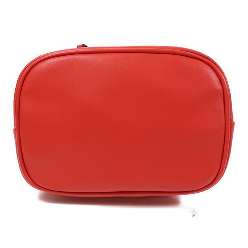 MOSCHINO GHW Shoulder Bag Coated Canvas Red