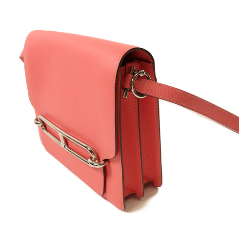 HERMES PHW Roulis 23 Shoulder Bag Evercolor Leather Rose Azalee Pink