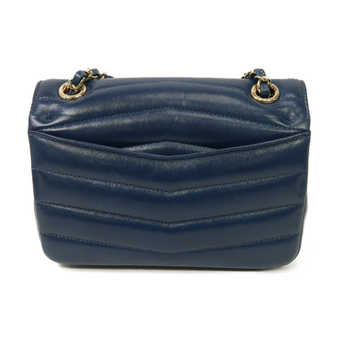 CHANEL CC GHW Chain Shoulder Bag Calfskin Leather Blue