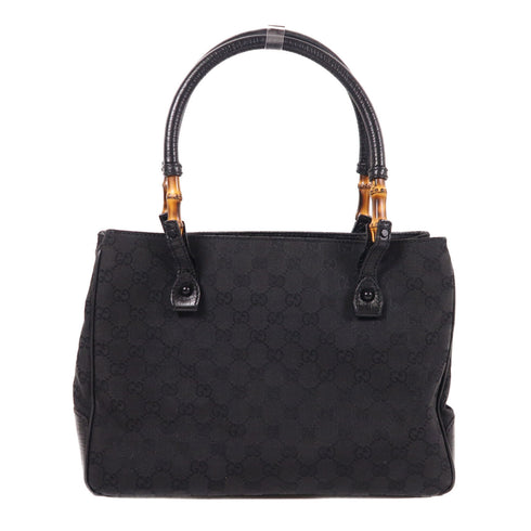 GUCCI GG Bamboo Hand Bag 112526 Canvas Black