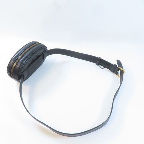 GUCCI GHW GG Marmont Waist Bag 476434 Calfskin Leather Black