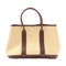 HERMES SHW Garden Party TPM Tote Bag Canvas Stamp Y White/Brown