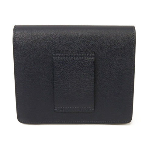 HERMES GHW Rouls Slim Wallet Y/2Z Evercolor Leather Blue Nuit Navy