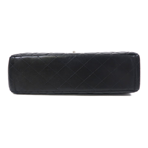CHANEL Quilted CC SHW Maxi Jumbo Chain Shoulder Bag Lambskin Leather Black