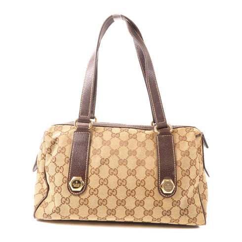 GUCCI GHW Shoulder Bag 152457 GG Canvas Leather