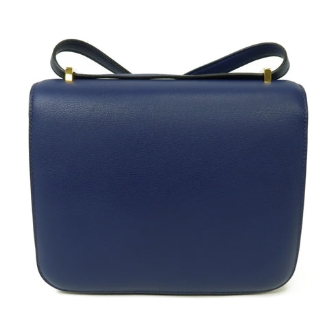 HERMES GHW Constance Mini Shoulder Bag Swift Leather Bleu Saphir