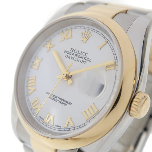 ROLEX Datejust Automatic Watch 116203 18K Gold/Stainless Steel White