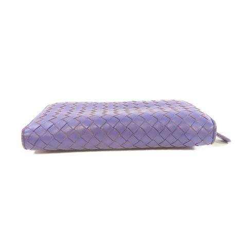 BOTTEGA VENETA BV Zipper Long Wallet Intrecciato Leather Purple