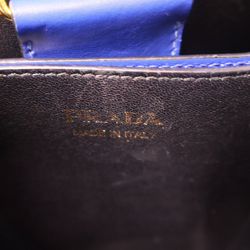 PRADA GHW Panier Saffiano 2 Way Shoulder Handbag 1BA212 Calfskin Leather Blue