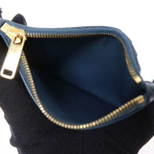 CELINE GHW Coin Case Purse Calfskin Leather Blue