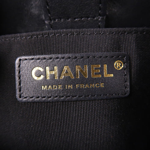 CHANEL Quilted CC GHW Bucket Tote Bag Handbag Calfskin Leather Black/Brown