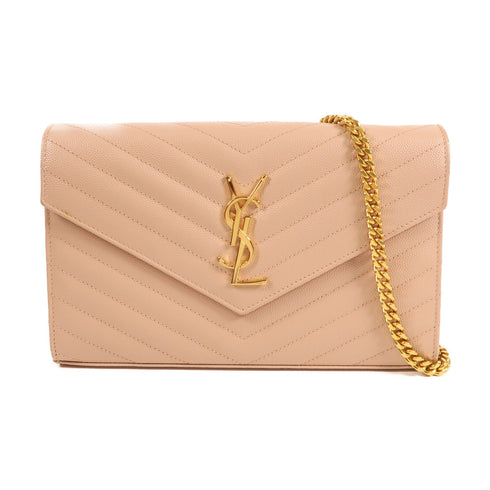 SAINT LAURENT YSL Chain Shoulder Bag Calfskin Leather