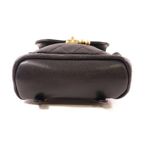 CHANEL CC GHW Backpack Rucksack Calfskin Leather Black