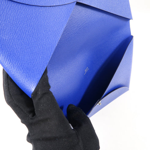 HERMES PHW Pochette Calvi MM Clutch Epsom Leather Blue