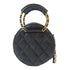 CHANEL Quilted CC GHW Round Chain Bag 2 Way Bag AP1176 Caviar Leather Black